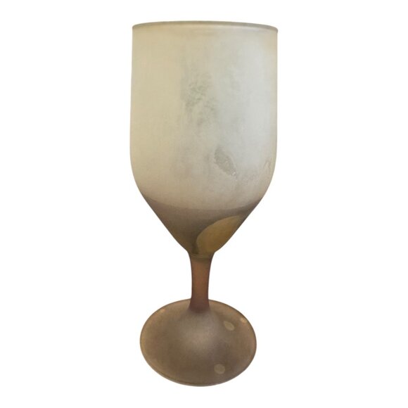 Vintage Hebron Frosted Glass Kiddush Set With Grape Design & Hebrew Blessing - Picture 8 of 9